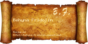 Behyna Fridolin névjegykártya